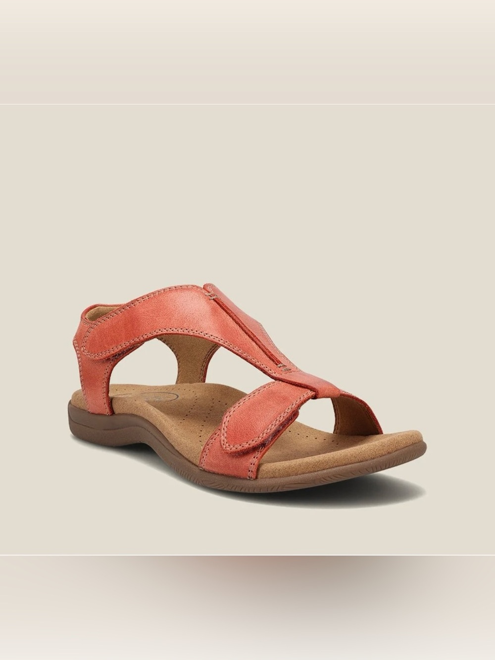 Taos Footwear Coral Leather T‑Strap Sandals